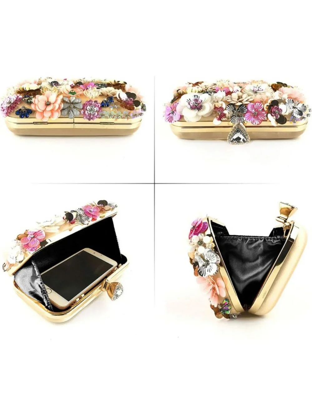 Elegant Floral Evening Clutch with Chain Strap | Stylish Women's Shoulder Bag